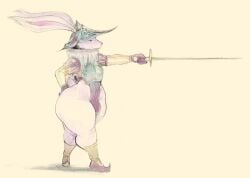 1boy 2024 androgynous anthro bulge bunny bunny_boy bunny_ears femboy furry furry_male furry_only hat leotard meatmeatmeat4me musketeer rabbit rabbit_boy rabbit_ears rabbit_tail sword swordman tagme