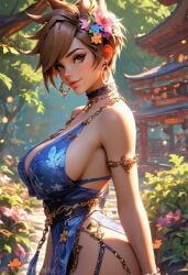 1girls ai_generated big_breasts brest lena_oxton overwatch overwatch_2 oxtonai short_air tracer