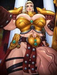 1futa 1pervydwarf abs adeptus_custodes big_breasts bottomless breasts cleavage clothed clothing futa_only futanari huge_cock human imperium_of_man large_breasts light-skinned_futanari light_skin low-angle_view mostly_nude muscular muscular_futanari partially_clothed penis post-human pov solo standing taker_pov veiny_penis warhammer_(franchise) warhammer_40k