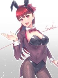 1girls alternate_costume atlus bowtie bowtie_collar breasts bunny_ears bunny_ears_headband cleavage clothed clothed_female clothing corner50777313 female female_focus female_only fishnet_pantyhose fishnet_stockings fishnets fully_clothed jpeg kasumi_yoshizawa long_hair long_hair_female looking_at_viewer megami_tensei open_mouth persona persona_5 persona_5_royal pinup red_eyes red_eyes_female red_hair red_hair_female revealing_clothes sega shiny_clothes simple_background solo solo_female solo_focus tagme tight_clothing