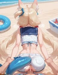 1boy 1girls 2025 ahoge ai_generated anal anal_sex anal_sex animal_ear_fluff animal_ears anime anime_girl anime_style arisua arm_grab artist_name ass beach big_breasts bikini blonde_hair breasts breasts crop_top curvy curvy_body curvy_female doggy_style facing_away female from_behind hair_ornament hi_res high_quality high_res high_resolution highres large_breasts long_hair low_twintails outdoors patreon patreon_username penis petite pov sailor_collar sameko_saba sex sex_from_behind shorts skindentation solo_focus straight swimsuit tail twintails uncensored very_long_hair virtual_youtuber vtuber watermark white_shorts