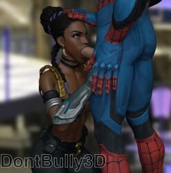 1boy 1boy1girl 1boy1girls 1girls 3d 3d_(artwork) black_panther_(series) blender blender_(artwork) blender_(software) blowjob chocolate_and_vanilla dark-skinned_female dark_hair dark_skin dont_bully_(artist) fellatio female interracial interracial_fellatio interracial_sex light-skinned_male light_skin looking_up marvel marvel_comics marvel_rivals partially_clothed partially_clothed_female partially_clothed_male partially_clothed_sex peter_parker shuri_(marvel) spider-man spider-man_(marvel_rivals) spider-man_(series) superhero superhero_costume superheroine