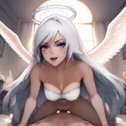 ai ai_generated angry cow_girl cowgirl_position emily_(hazbin_hotel) hazbin_hotel no_sound pov pov_eye_contact riding_penis smiling squatting tagme video wings