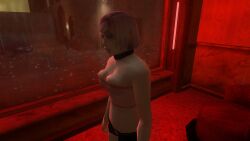 3d big_breasts breasts brothel collar hitman hitman_contact_(2004) io-interactive large_breasts official_art pink_clothing pink_hair screenshot see-through see-through_top short_pants video_games white_skin