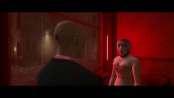 3d agent_47 big_breasts breasts collar hitman hitman_contact_(2004) hooker io-interactive large_breasts official_art pink_clothing pink_hair prostitution rain raining red_light red_light_district screenshot see-through see-through_top tagme video video_games white_skin whored whores