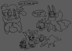 6_legs ambiguous_gender begging complaining cucked eevee english_text feral flicker_soluan_(icefoxofcamelot) from_behind_position generation_1_pokemon generation_5_pokemon generation_8_pokemon gesture group guide_lines hand_gesture hisuian_form hisuian_zorua lap_sex larvesta male male/male middle_finger monochrome morgue_(neoncityrain) multi_leg multi_limb neoncityrain nintendo nonbinary_(lore) on_lap pawpads paws pleading_eyes pokemon pokemon_(species) polaris_chandran_(neoncityrain) raised_paw regional_form_(pokemon) sex sitting_on_lap tail tail_motion tailwag text trans_(lore) trio x_eye yelling zorua