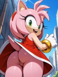 1girls ai_generated amy_rose female female_solo foxknightyouko furry_female hedgehog mobian mobian_hedgehog no_panties no_underwear pussy sega solo sonic_(series) sonic_the_hedgehog_(series) upskirt vagina voyeurism