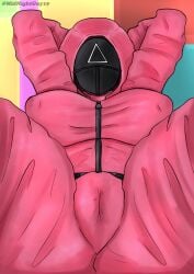 1girls 2d 2d_(artwork) alternate_version_available arms_behind_head artist_name bodysuit bottom_heavy bubble_butt cameltoe child_bearing_hips clothed_female clothing curvaceous curvaceous_female curvy_female curvy_hips face_mask female female_focus female_only fit fit_female hourglass_figure huge_ass huge_breasts large_ass large_breasts lying mask midnightguy19 on_back solo solo_female solo_focus squid_game thick_thighs toned toned_body toned_female toned_stomach top_heavy watermark wide_hips zipper zipper_pull_tab