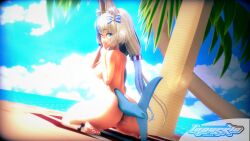 1girls 3d beach iopuerto looking_at_viewer nude smile tagme virtual_youtuber