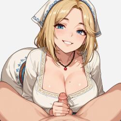 1boy 1girls ai_generated female handjob light-skinned_female light-skinned_male light_skin male penis pixel_art pov pov_eye_contact slavic slavic_girl small_penis