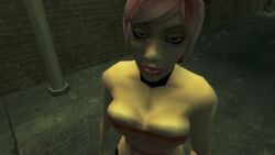 3d big_breasts breasts collar hitman hitman_contact_(2004) io-interactive large_breasts official_art pink_clothing pink_hair rain raining screenshot see-through see-through_top video_games white_skin
