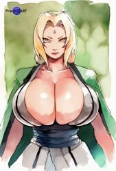 1girls ai_generated big_breasts breasts brown_eyes busty cleavage color female female_only huge_breasts large_ass naruto naruto_(series) naruto_shippuden priestofart robe simple_background solo solo_female tagme tagme_(artist) tagme_(character) tsunade upper_body watercolour_(artwork) watermark