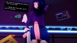 1futa 1girl1futa 1girls 3d amputee anna_graem arm_grab big_ass black_hair bottomless dialogue female female futa_on_female futanari hime_cut jeans julianne_stingray koikatsu large_ass looking_at_penis nervous nervous_smile nervous_sweat partially_clothed penis_on_ass penis_on_butt penis_resting_on_ass pov seifuku small_breasts spilled_drink spiritofrei sweat text tie uniform va-11_hall-a worried worried_expression