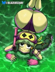 alli_(brawl_stars) alligator ass ass ass_focus big_ass big_butt blazedscarf booty_shorts brawl_stars submerged thick thick_ass thick_thighs