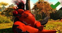 au_ra belly big_belly big_breasts big_thighs dark-skinned_female dark_skin female female_only female_pred female_predator ffxiv final_fantasy_xiv gpose(ffxiv) how_to_talk_to_short_people legs matrons_elf scales short_hair swallowed_whole vore vore_belly