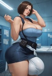 1futa ai_generated blue_eyes boosty boosty_username bulge dickgirl futanari futornyx huge_balls huge_breasts intersex jill_valentine large_breasts large_testicles panties resident_evil resident_evil_3 resident_evil_3_remake shemale skirt solo solo_futa thick_thighs twitter_username wide_hips