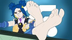 armored_female combat_suit digital_drawing_(artwork) fanart feet feet_up female foot_fetish foot_worship full_color kaerokus neon_(valorant) patreon patreon_username radiant sexy sexy_female sexy_pose soles_female soles_fetish toes valorant