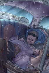 artist_request blowjob car_sex clothed clothed_male clothed_sex engineer_(team_fortress_2) fellatio gay gay_sex helmet male oral oral_sex raining soldier_(team_fortress_2) sucking_penis team_fortress_2 yaoi