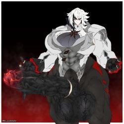 1futa arlecchino_(genshin_impact) bellacabasada cock_ring erection futa_only futanari genshin_impact gigantic_penis huge_breasts huge_cock muscular muscular_futa muscular_thighs solo solo_futa standing wide_hips