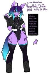 1boy 2025 airiin220 cyberairiin_(airiin220) english_text fan_character femboy furry furry_only hips horse horse_race_tests leotard male male_only neon_vivid_drone_(airiin220) oc original_character text thick_thighs twink