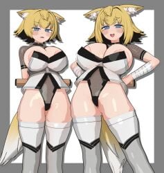 2girls 3d 3d_(artwork) 3d_model 3d_render character_request copyright_request female fox fox_ears fox_girl fox_tail idohori_people model_release