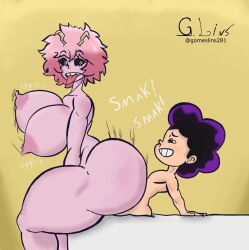 1boy 1girls ashido_mina big_ass big_breasts big_female big_sub big_sub_small_dom boku_no_hero_academia from_side g.lins jiggle jiggling_ass jiggling_breasts larger_female mina_ashido mineta_minoru minoru_mineta motel motel_room my_hero_academia pink_skin reverse_upright_straddle size_difference small_dom small_dom_big_sub smaller_human smaller_male straight