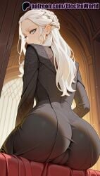 1girls 2025 ai_generated artist_name ass braid breasts breasts breasts bust chest daenerys_targaryen electroworld female from_behind game_of_thrones hi_res high_quality high_resolution highres legs_apart legs_spread long_hair open_legs pantylines patreon patreon_username solo splayed_legs spread_legs stable_diffusion watermark