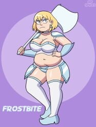 armor axe battle_armor battle_axe bbw big_ass big_axe big_breasts big_butt big_weapon blue_eyes crown cryokinesis earrings frostbite_(gp_spices) gp_spices ice oc original original_art original_artwork original_character weapon weapon_over_shoulder