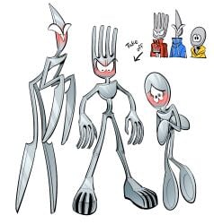 ambiguous_gender cutlery cutlery_fighters fork knife no_genitals spoon tagme