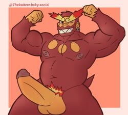 anthro anthrof anthrofied ape circumcised darmanitan flexing fur generation_5_pokemon genitals gorilla haplorhine hi_res humanoid humanoid_genitalia humanoid_penis kaitzer male mammal muscular nintendo nude penis pokemon pokemon_(species) primate slightly_chubby solo the