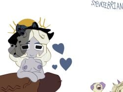 cookie cookie_run_ovenbreak cookie_run_x_humans devsisters love_hearts male off_screen_character off_screen_male_character penis stewiebrian_(artist) truffle_cookie veil white_background