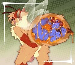 2025 absurd_res antennae_(anatomy) back_wings balls blush crownedvictory food genitals hi_res honey_(food) internal_vore penis raised_wings tagme tongue tongue_out vore wings