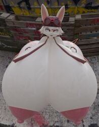 anthro apron ass big_ass big_breasts breast_expansion breasts breasts_bigger_than_head clothed clothing expansion female female_focus female_only front_view furry goggles hand_on_breast huge_ass huge_breasts hyper kan_(ian_nyang666) looking_at_viewer looking_pleasured looking_up massive_ass massive_breasts nipples tagme top_view wardrobe_malfunction white_body white_skin zaclyn