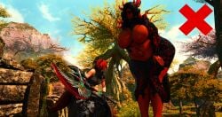 au_ra belly big_belly big_breasts big_dom_small_sub big_thighs dark-skinned_female dark_skin female female_only female_pred female_predator ffxiv final_fantasy_xiv gpose(ffxiv) how_to_talk_to_short_people imminent_vore legs matrons_elf scales short_hair