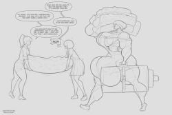 1futa 2girls bananarama_(artist) big_penis bulge fat_cock female futanari huge_bulge huge_cock hyper hyper_bulge hyper_dildo hyper_genitalia hyper_penis intersex mostly_clothed muscles muscular muscular_female my_hero_academia ochako_uraraka penis revealing_clothes tall_female thick_penis