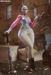 1girls 3d 3d_(artwork) bat breasts breasts clothed clothed_female doonography female female_focus female_only fortnite fortnite:_battle_royale gun harlowe_(fortnite) head_gear headwear medium_boobs medium_breasts melee_weapon pink_skin pink_skinned_female pistol ranged_weapon spiked_bat tall_female tall_girl tall_woman thick_thighs thighs video_game_character weapon