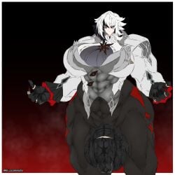 1futa arlecchino_(genshin_impact) bellacabasada cock_ring futa_only futanari genshin_impact huge_breasts huge_cock muscular muscular_futa muscular_thighs solo solo_futa standing wide_hips