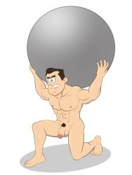 ball_(object) lance_loud lifting_object long_nose male millim muscular muscular_male naked naked_male solo solo_male sweating the_loud_house working_out