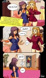 2023 4_breasts allsass basket blonde_hair bottomwear breasts bulge clothed clothing colored comic container door drawstring_hoodie duo english_text female front_view futanari gesture hair hi_res human human_only inside intersex mammal multi_breast not_furry panties purple_hair rear_view shorts side_view skimpy speech_bubble standing stilettopink talking_to_another text the_end three-quarter_view topwear underwear watsup waving