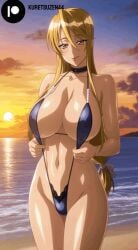 ai_generated animated areola big_ass blonde_hair bouncing_breasts dancing highschool_of_the_dead huge_breasts long_hair patreon_logo patreon_username shaking_ass shizuka_marikawa slingshot_swimsuit