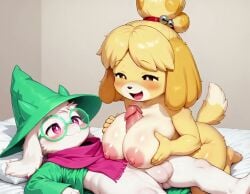 ai_generated animal_crossing animal_ears animal_nose animated anthro anthro_female anthro_on_anthro anthro_only breasts brown_eyes cum cum_on_penis cum_overflow deltarune erection fellatio female female_anthro furry furry_female furry_male furry_only glasses green_glasses green_witch_hat hair_bun hands_on_own_breasts isabelle_(animal_crossing) kissing kneeling large_breasts longer_than_10_seconds longer_than_30_seconds male male/female moaning nipples no_sound on_back paizuri paizuri_fellatio penis pink_eyes pink_scarf ralsei ralsei_with_white_fur scarf singsd smile squeezing_breast squeezing_breasts tagme tail testicles titjob video white_fur witch_hat yellow_fur young