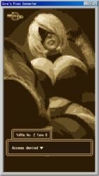 android android_girl big_breasts blindfold blindfolded_female breasts clothed clothed_female female female_focus female_only grvty3d large_breasts light-skinned_female light_skin nier nier:_automata nier_(series) pixel_art solo solo_female solo_focus white_hair white_hair_female yorha_2b