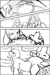 2018 all_fours anthro asgore_dreemurr asriel_dreemurr big_breasts birth boss_monster breastfeeding breasts caprine cheating cheating_wife clothing comic digital_media_(artwork) doggy_style female flashback from_behind_position fur goat horn huge_breasts humor impregnation jerry_(undertale) mammal mature_female nipples nude ovum parent pregnant sex shocked simple_background speech_bubble surprise sya text toriel undertale video_games young