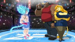 angry anthro baseball_cap bovid bovine breasts cigar female fighting_over_girl hat horns huge_breasts male married_couple mature_female mature_male moustache mr_bull_(shonuff) mrs_bull shonuff shonuff44 short_skirt smile smoking smoking_cigar super_saiyan super_saiyan_blue tight_dress