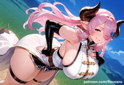 ai_generated big_breasts breasts draph draph_race_(granblue_fantasy) female granblue_fantasy huge_breasts mature mature_female narmaya_(granblue_fantasy) pink_hair quality revoaru thick_thighs thighs