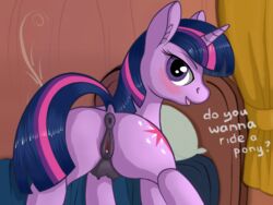 1girls 2017 animal_genitalia animal_pussy anus ass bed bedroom_eyes blush clitoral_winking clitoris crotchboobs crotchboobs_visible_through_thighs cutie_mark dock english_text equine equine_pussy erect_nipples female feral friendship_is_magic hair half-closed_eyes horn inside looking_at_viewer looking_back mammal multicolored_hair my_little_pony negasun nipples presenting presenting_anus presenting_pussy presenting_teats purple_eyes pussy seductive solo spread_legs spreading text twilight_sparkle_(mlp) unicorn unicorn_horn