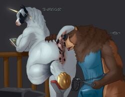 1_horn 2025 5_fingers absurd_res after_cunnilingus anal anal_fluids anatomically_correct anatomically_correct_anus anatomically_correct_genitalia anatomically_correct_vulva animal_genitalia animal_vulva anthro anthro_on_anthro anthro_rimmed anthro_rimming anthro_rimming_anthro anthro_rimming_female anus apron apron_only arm_markings aroused ass bear bear_ears belly bending big_breasts big_butt biped black_anus black_body black_ears black_fur black_vulva blue_eyes bodily_fluids bottomless breasts brown_arms brown_bear brown_body brown_claws brown_ears brown_fur brown_hands brown_legs brown_mane butt_grab butt_sniffing cellphone cheek_markings claws clothed clothing dialogue digital_drawing_(artwork) digital_media_(artwork) duo electronics english_text equid equine equine_anus equine_ears equine_genitalia equine_hoof equine_legs equine_mane equine_tail equine_vulva erection eyebrows facial_markings feet fellatio female female_anthro finger_claws fingers fluffy fluffy_tail footwear footwear_only forehead_horn fur fur_markings genital_fluids genitals glistening gold_(metal) gold_hooves golden_markings grey_body grey_ears grey_fur grey_tail grizzly_bear hair hand_on_butt handpaw hazed01 head_markings hi_res holding_object holding_tool hooved_plantigrade hooved_toes hooves horizontal_pupils horn horse horseshoe kuruk_(character) leaking leaking_cock leaking_fluids leaking_penis leaking_precum leaking_through_clothing leaning leaning_forward leaning_on_object long_ears long_horn looking_at_another looking_at_object looking_back looking_pleasured male male/female male_anthro male_rimming male_rimming_anthro male_rimming_female mammal mane mane_hair markings monochrome monotone_feet monotone_hands monotone_horn monotone_inner_ear monotone_markings monotone_tail mostly_nude mottled mottled_anus mottled_genitalia mottled_vulva multicolored_body multicolored_ears multicolored_fur multicolored_vulva muzzle_(marking) mythological_creature mythological_equine mythology narrowed_eyes oral orange_eyes overweight overweight_anthro overweight_female paws penile phone pink_anus pink_tongue pink_vulva plantigrade plump_labia precum precum_from_penis precum_through_apron precum_through_clothing puffy_anus pupils raised_hoof raised_tail rear_view red_vulva rimming saliva saliva_on_anus saliva_on_butt saliva_on_chin saliva_on_face saliva_on_fur saliva_on_nose saliva_on_own_chin saliva_on_perineum saliva_on_tail saliva_on_tongue saliva_on_vulva saliva_string sanda_(character) sex shaded short_ears short_fur simple_background sketch slightly_chubby slightly_chubby_anthro slightly_chubby_female slightly_chubby_male small_ears smartphone smooth_horn sniffing snout snout_markings standing straight_horn tail tall tan_belly tan_body tan_ears tan_fur tan_markings text thick_thighs third-party_edit three-quarter_view toe_claws tongue tongue_out tools topwear topwear_only two_tone_anus two_tone_body two_tone_ears two_tone_fur underhoof unicorn ursidae ursine ursine_ears vaginal_penetration vulva wet wet_clothing white_body white_breasts white_fur wide_hips yellow_horn