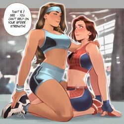 2girls ai_generated big_ass big_breasts big_thighs breasts brunnhilde couple curvaceous curvy curvy_figure digital_media_(artwork) duo european_mythology female genderswap genderswap_(mtf) gym gym_clothes hips hourglass_figure huge_ass huge_breasts huge_thighs large_ass large_breasts large_thighs legs light-skinned_female light_skin lovers marvel marvel_comics mature mature_female mythology norse_mythology peter_parker petra_parker phophopho rule_63 scandinavian_mythology slim_waist spider-man spider-man_(series) story thick thick_hips thick_legs thick_thighs thighs thor_(series) valkyrie valkyrie_(marvel) voluptuous waist wholesome wide_hips wide_thighs workout_clothes yuri