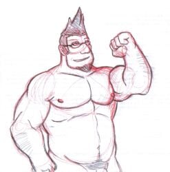 1boy 2014 doctor_vargas_(knack) gay knack_(series) male male_only monochrome muscular nipples sketch solo wkd yaoi