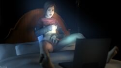 1girls 3d computer drooling ellie_(the_last_of_us) ellie_williams feet female female_masturbation laptop legs masturbation petite pussy red_shirt reddoe shirt soles solo solo_female the_last_of_us toes